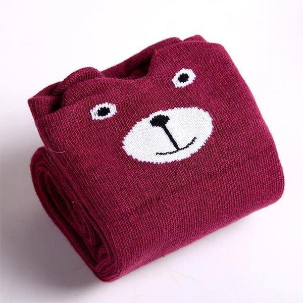 Cartoon Print Cotton Knee High Socks