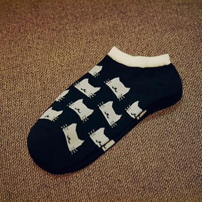 Cute Cat Character Cotton Ankle Socks
