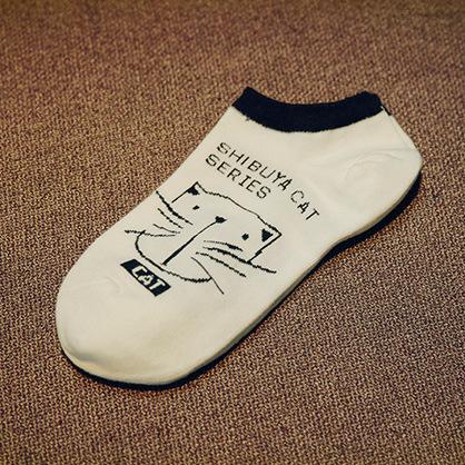 Cute Cat Character Cotton Ankle Socks