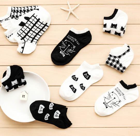 Cute Cat Character Cotton Ankle Socks